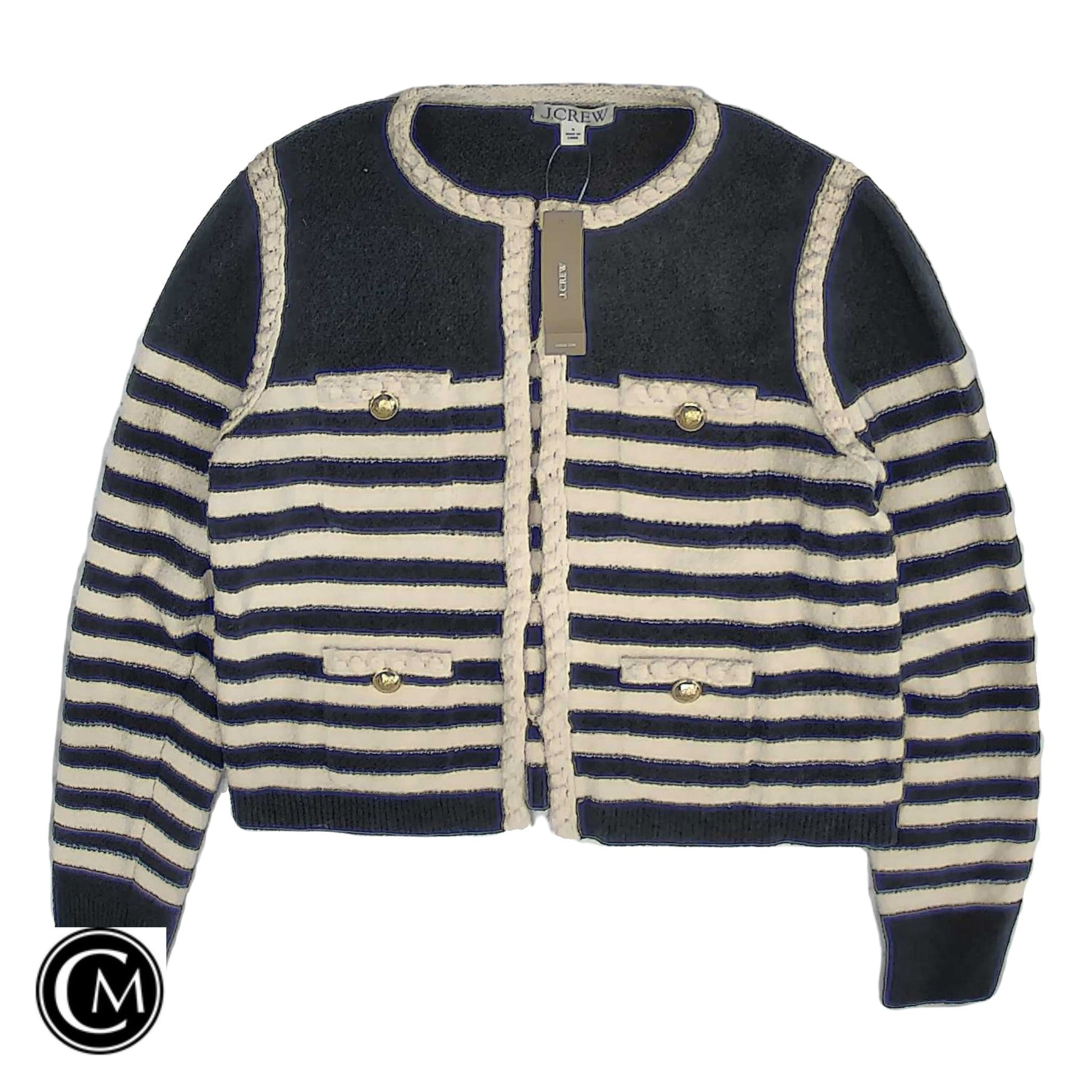 Cardigan By J. Crew In Black & Cream, Size: S image 1