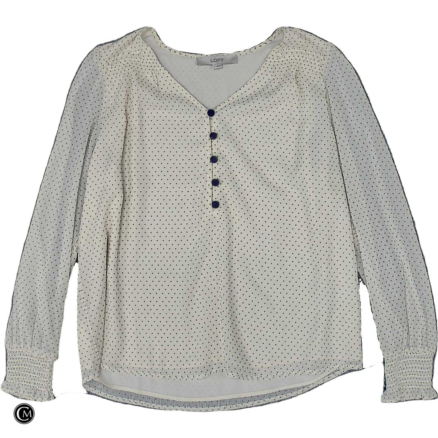Blouse Ls By Loft In Cream, Size: S