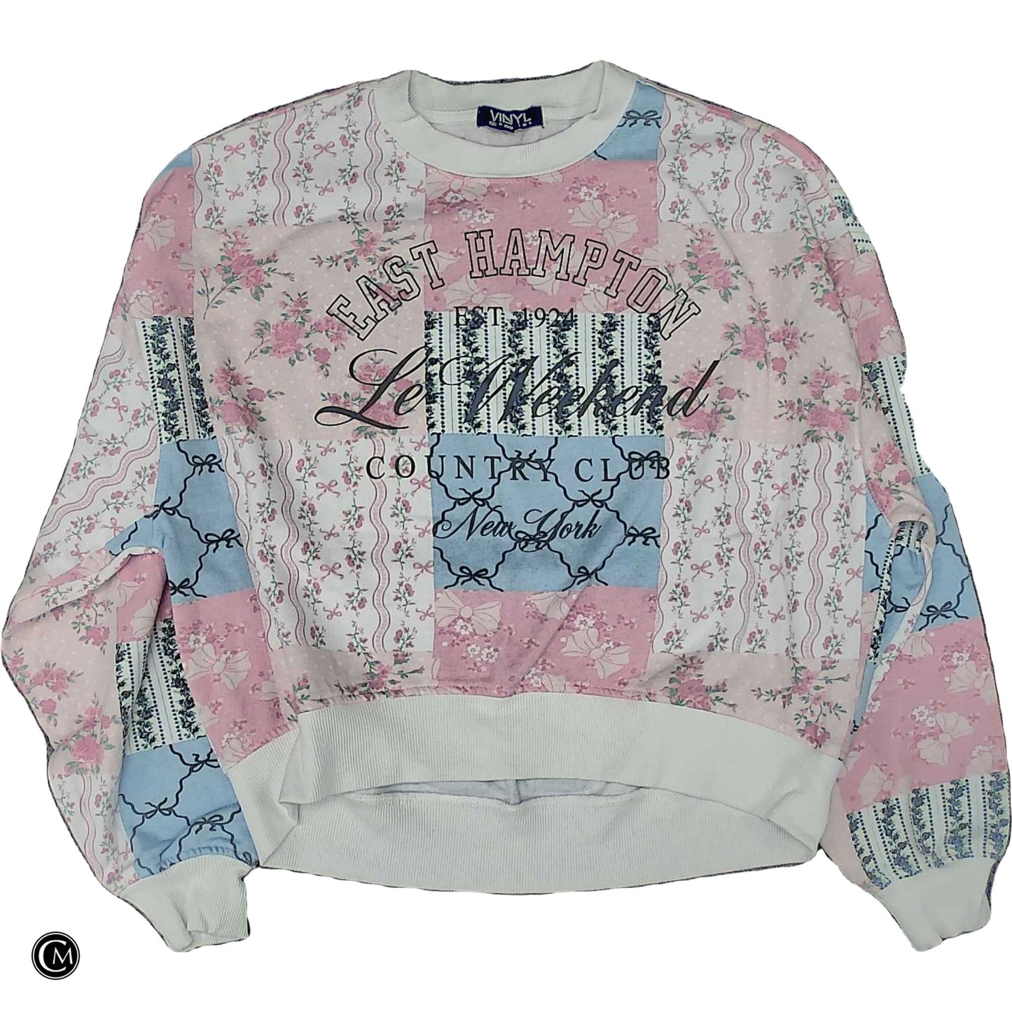 Sweatshirt Crewneck By Vinyl Icons In Blue & Pink, Size: Xs