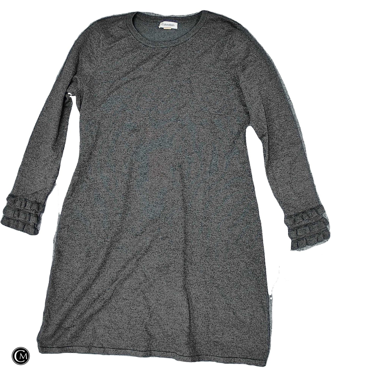 Dress Sweater By Calvin Klein In Grey, Size: L