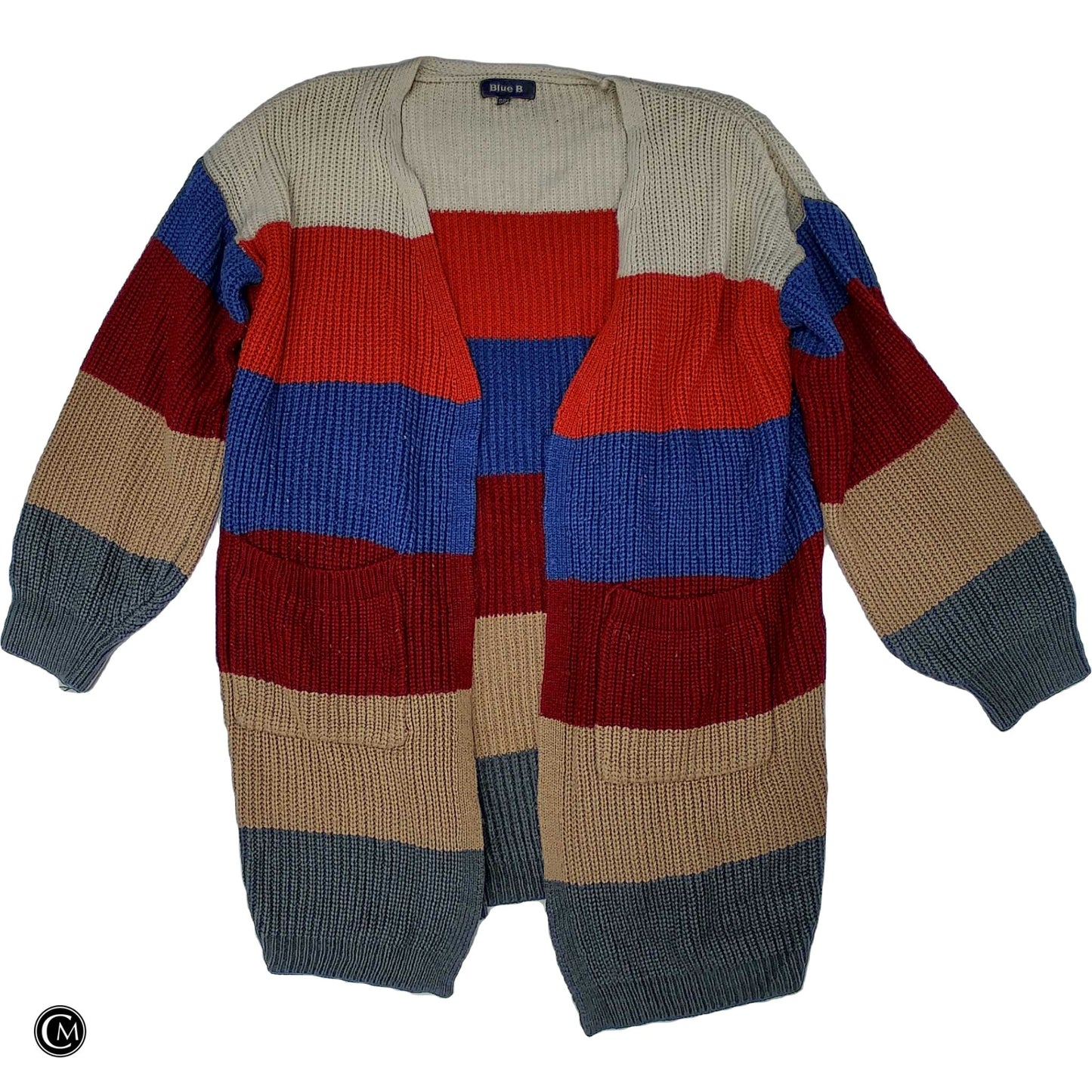 Sweater Cardigan By Blue B In Striped Pattern, Size: S