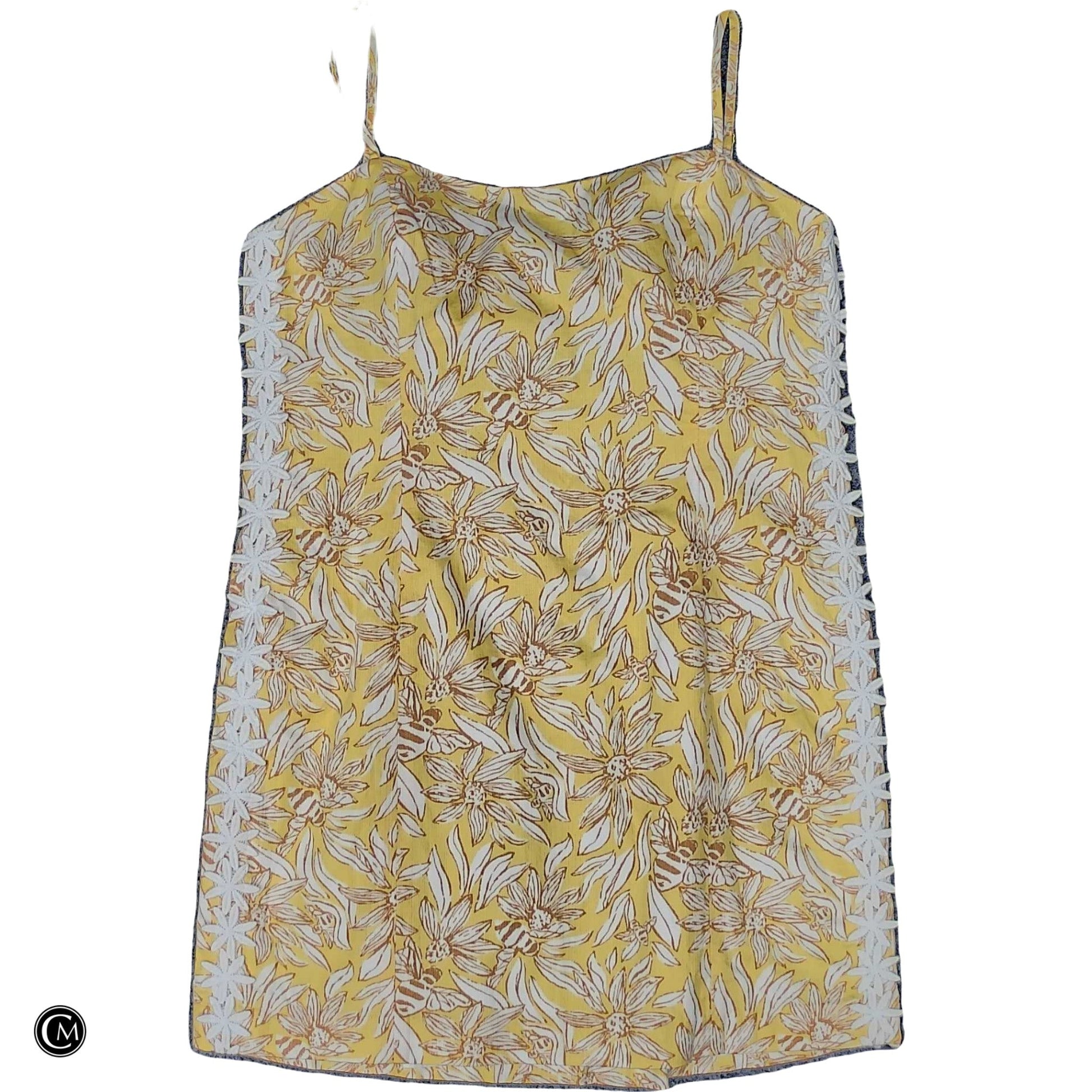 Dress Designer By Lilly Pulitzer In White & Yellow, Size: Xl image 1