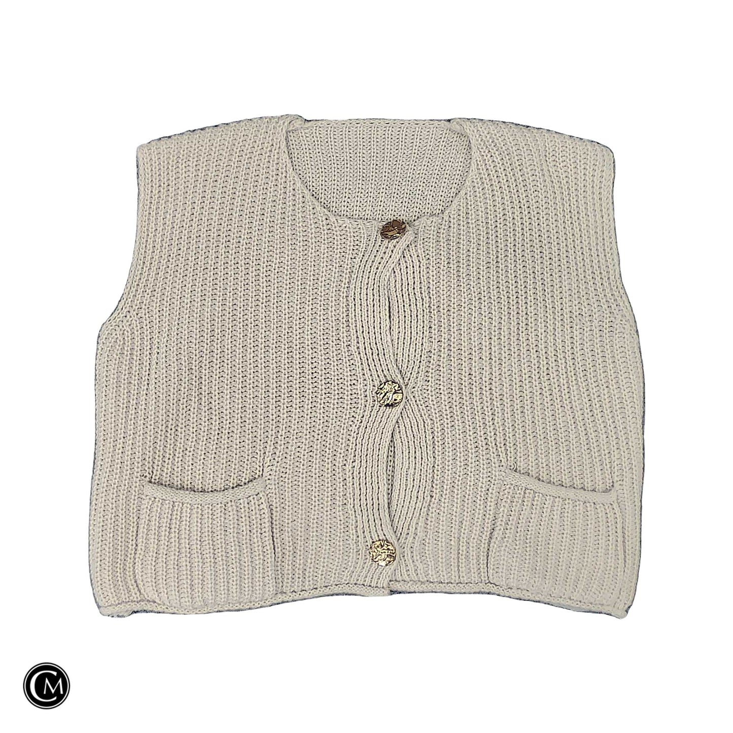 Vest Sweater By Clothes Mentor In Cream, Size: Xl