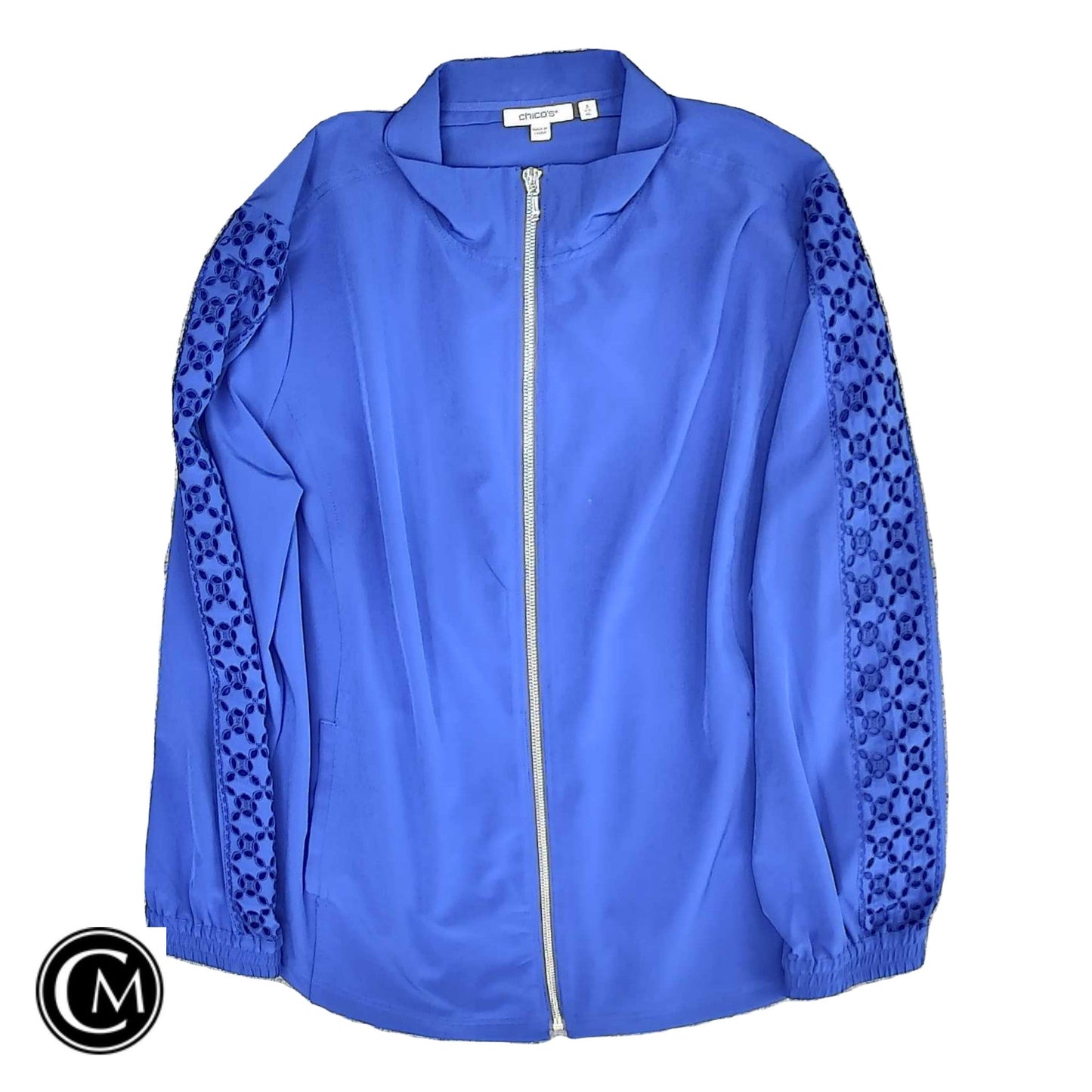 Athletic Jacket By Chicos In Blue, Size: Xl