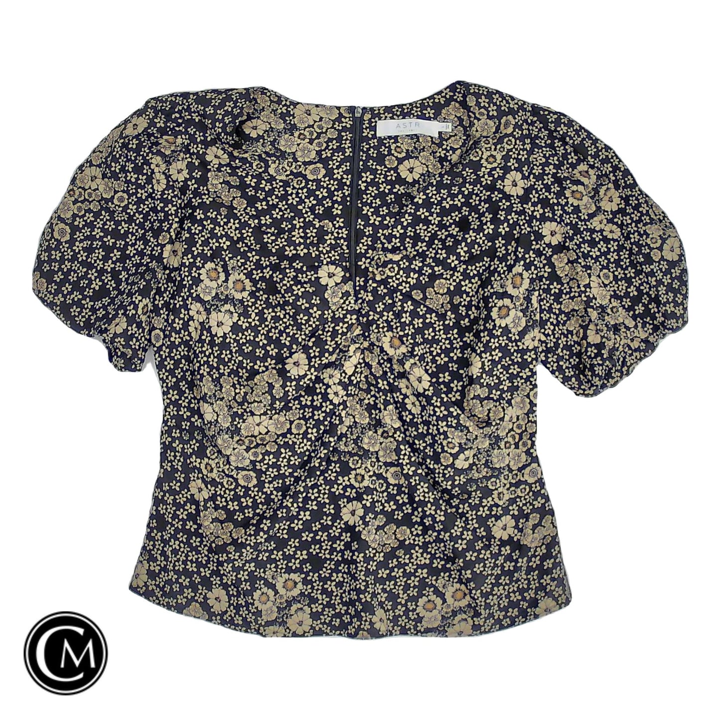 Blouse Ss By Astr In Black & Cream, Size: L