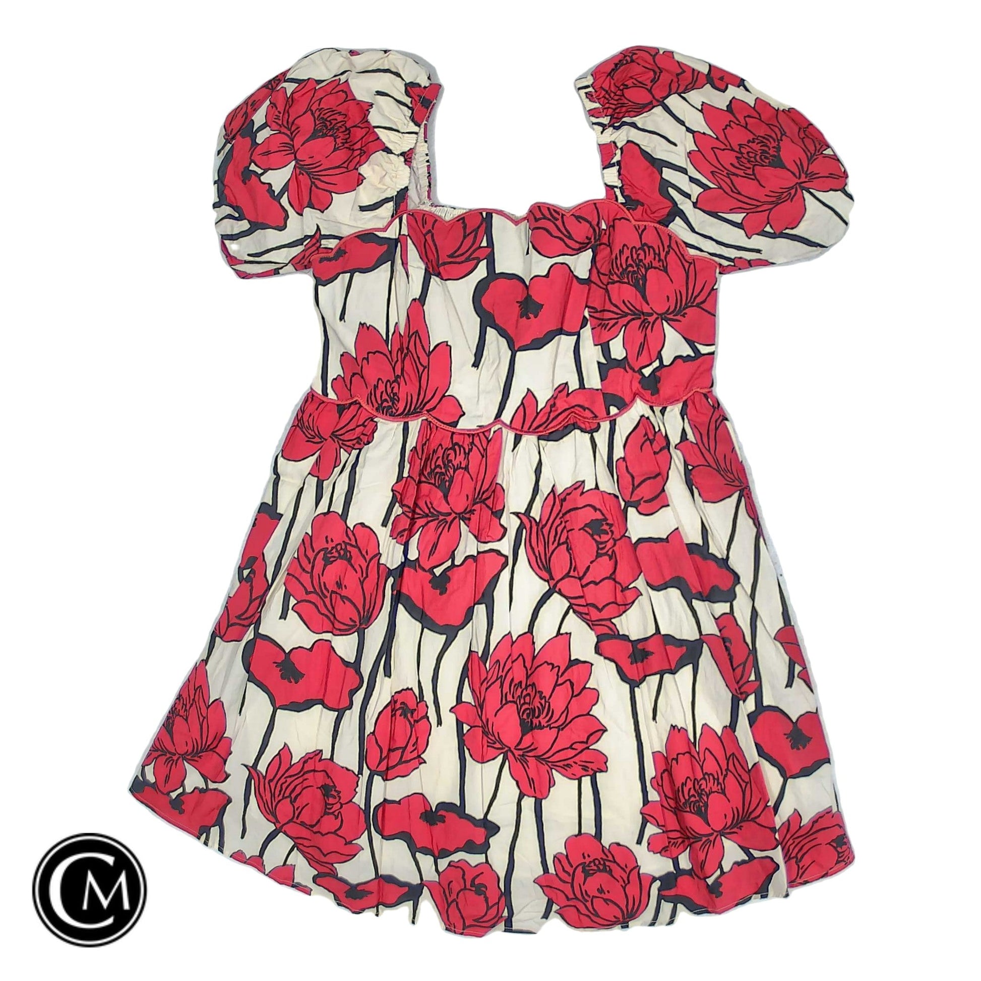 Dress Casual Short By Entro In Cream & Red, Size: L image 1