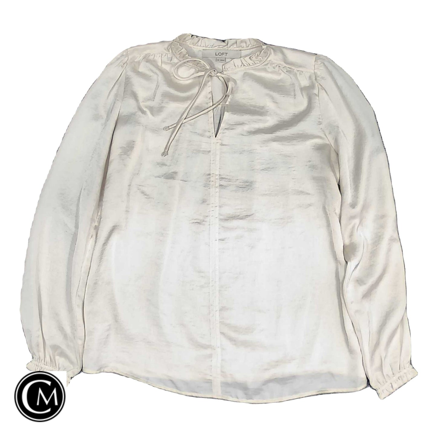 Blouse Ls By Loft In Cream, Size: Xs image 1