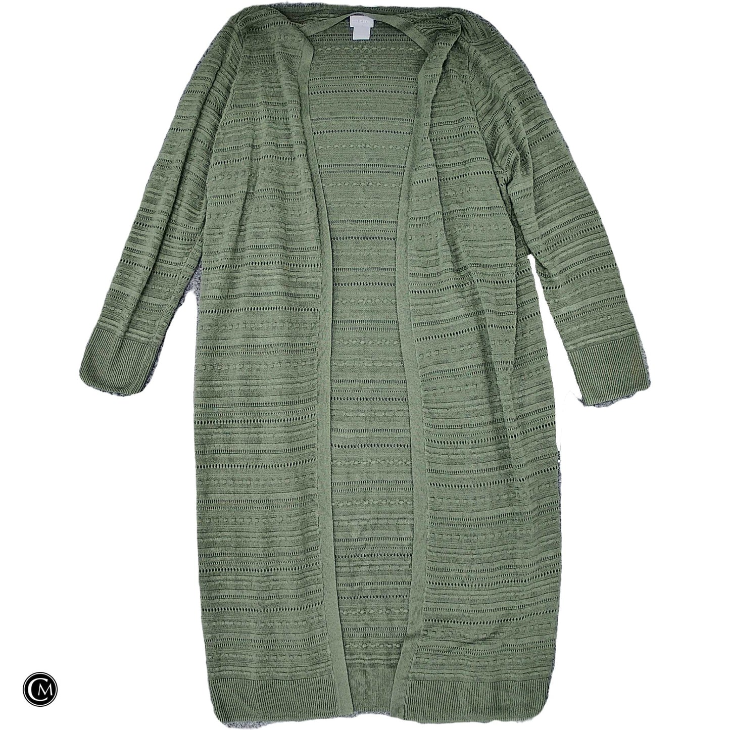 Sweater Cardigan By Chicos In Green, Size: L