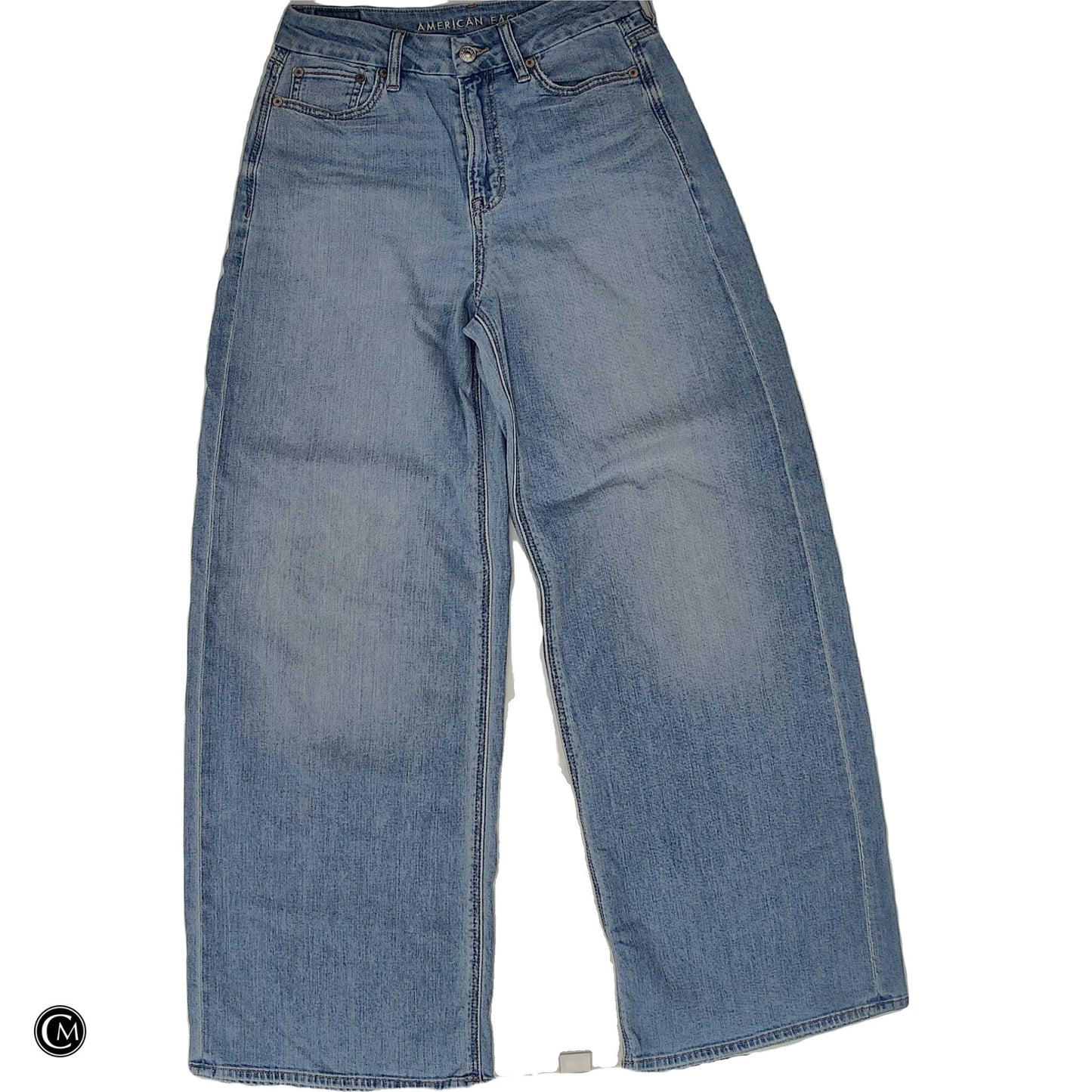 Jeans Wide Leg By American Eagle In Blue Denim, Size: 4