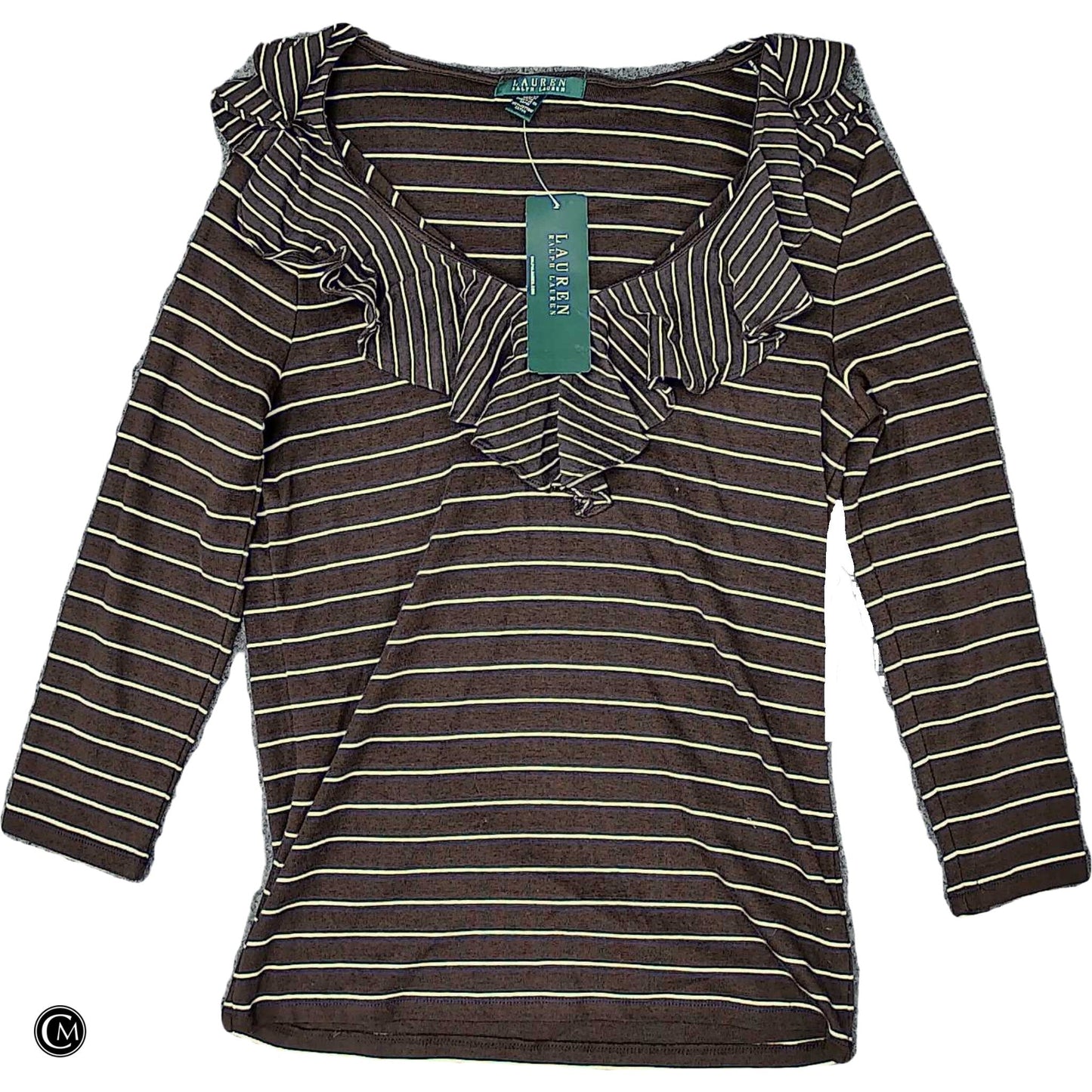 Top Ls By Lauren By Ralph Lauren In Brown & White, Size: M