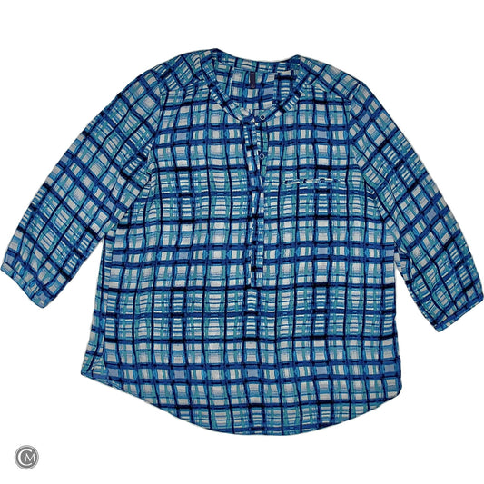 Blouse 3/4 Sleeve By Not Your Daughters Jeans In Blue, Size: L