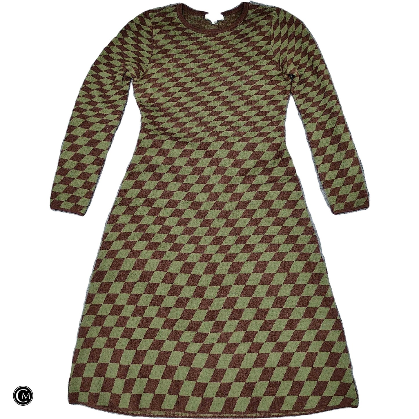 Dress Sweater By Moon River In Brown & Green, Size: M