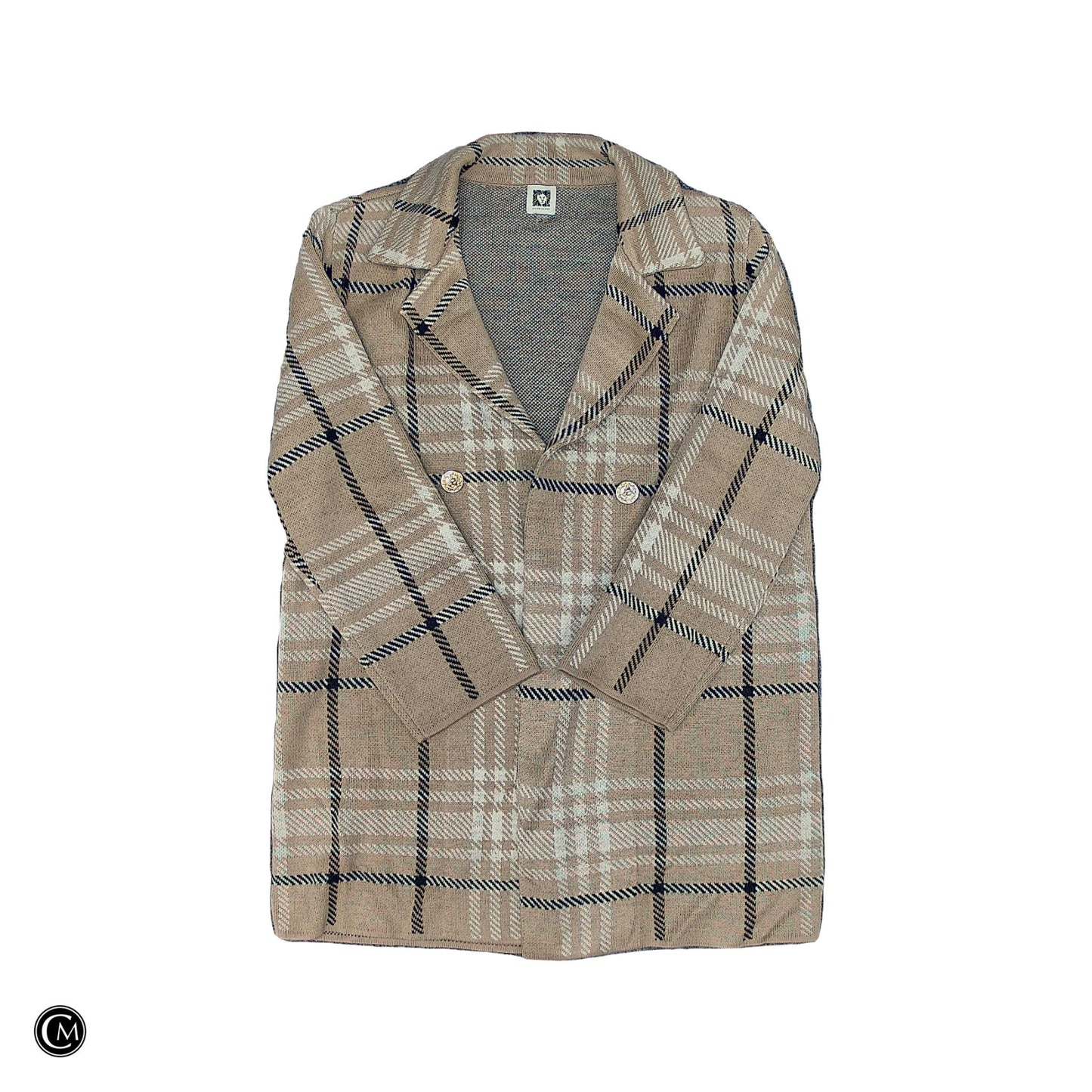 Sweater Cardigan By Anne Klein In Black & Brown, Size: L