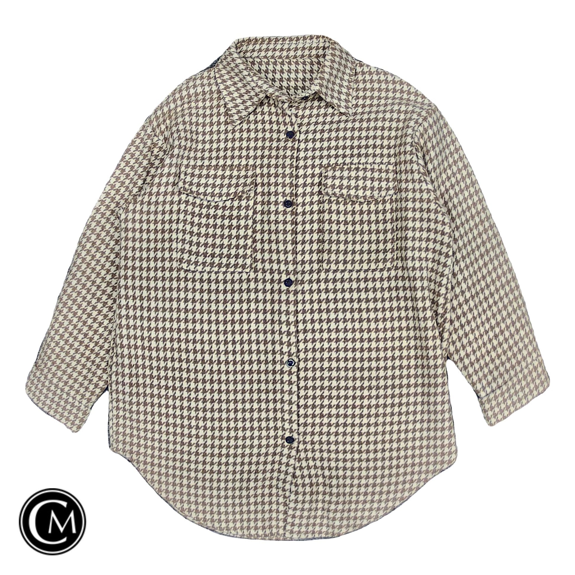 Jacket Shirt By Clothes Mentor In Cream & Tan, Size: M image 1