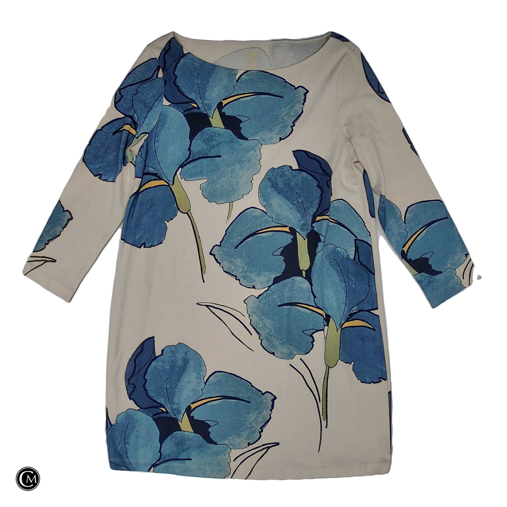 Dress Designer By Tory Burch In Blue & Cream, Size: Xl image 1