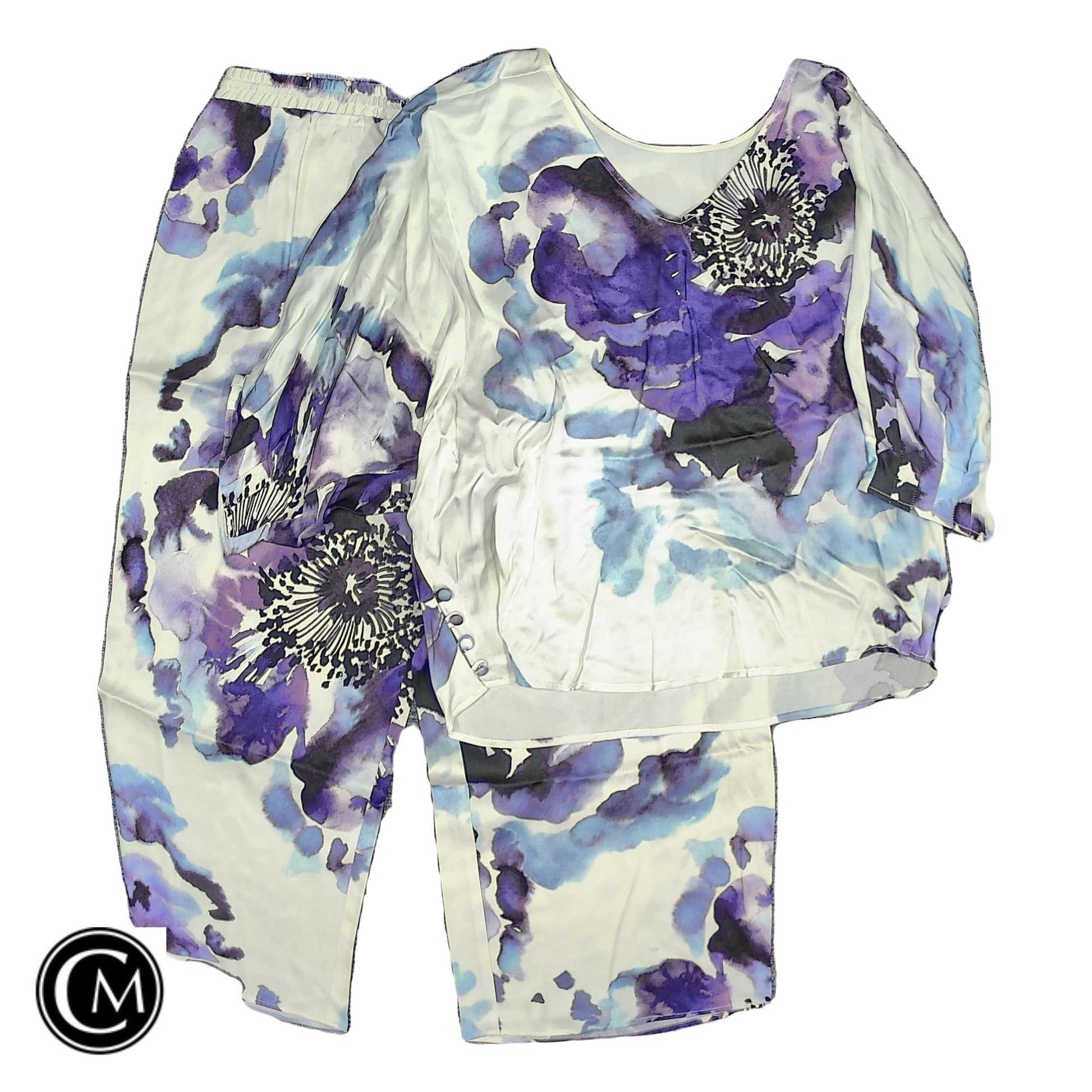 Pants Set 2pc By Trina Turk In Blue & Purple, Size: Xl image 1