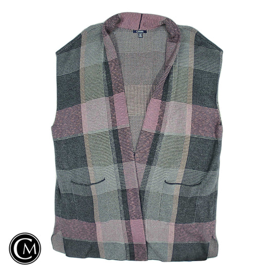 Sweater Cardigan By Chaps In Plaid Pattern, Size: 3x image 1