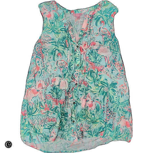 Top Sleeveless Designer By Lilly Pulitzer In Green & Pink, Size: Xl