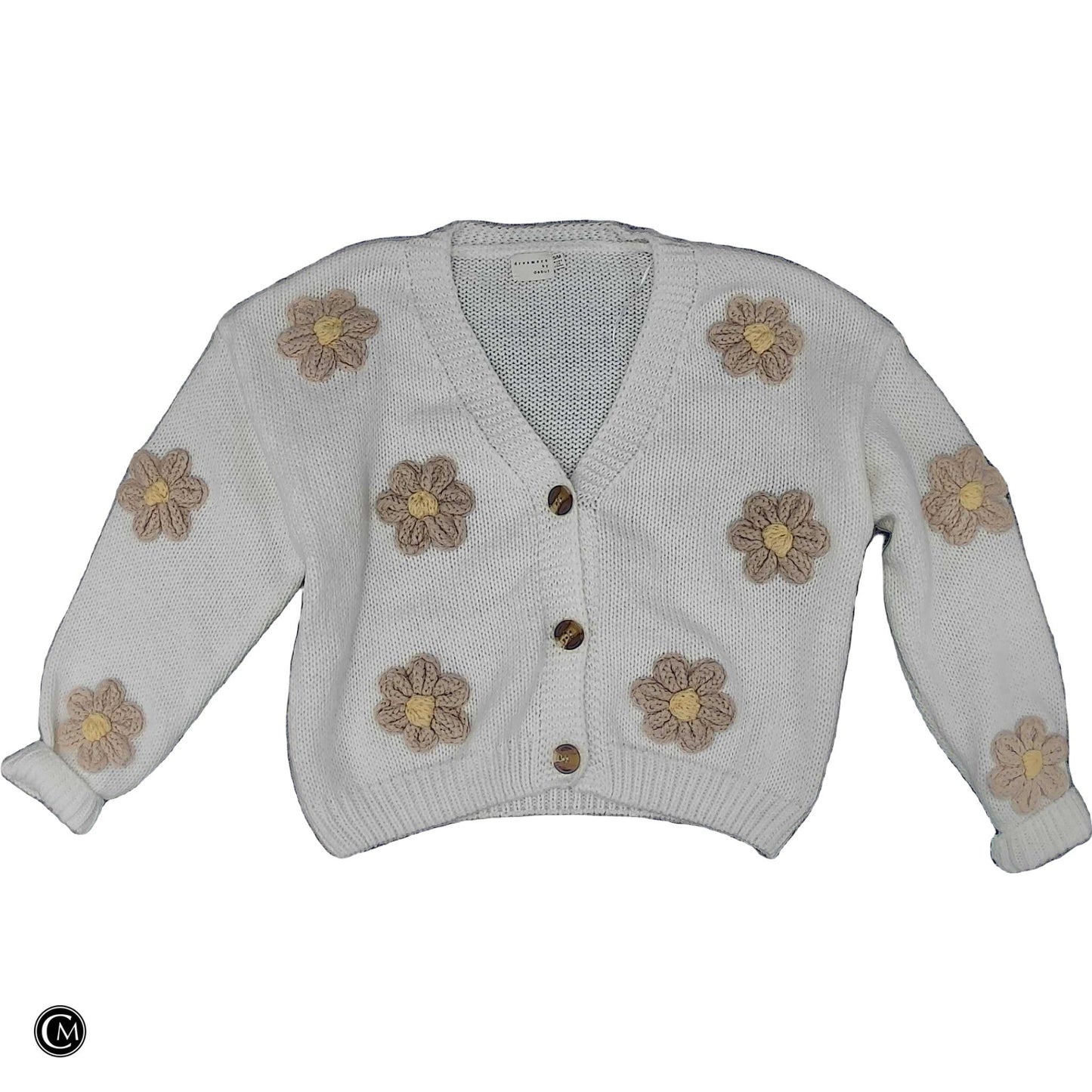 Sweater Cardigan By Debut In Brown & White, Size: S