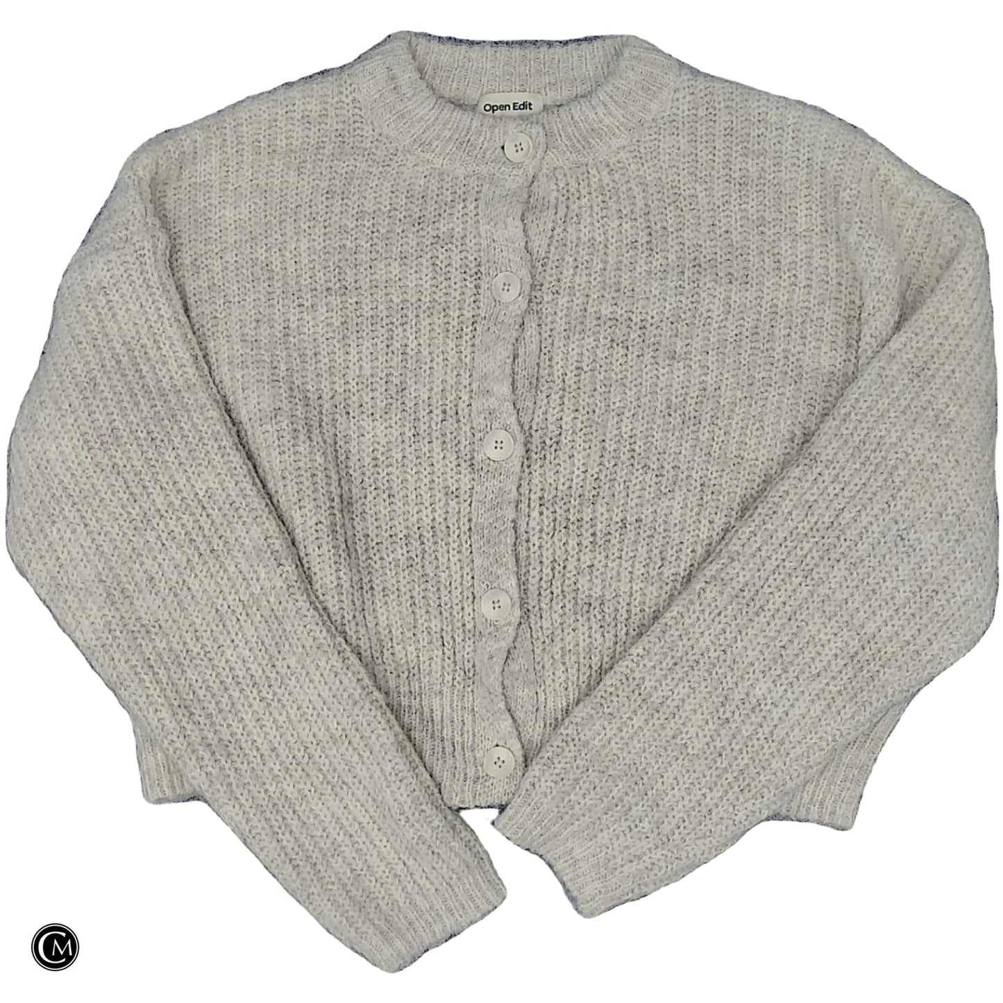Sweater Cardigan By Open Edit In Cream, Size: L