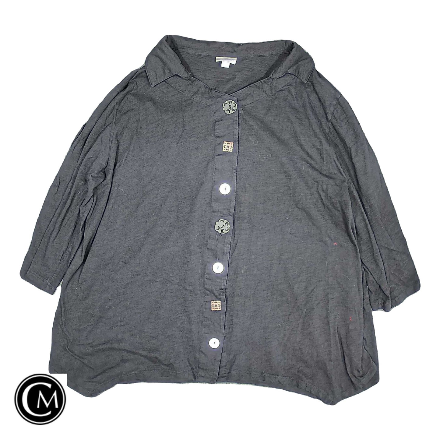 Tunic 3/4 Sleeve By Avenue In Black, Size: 3x