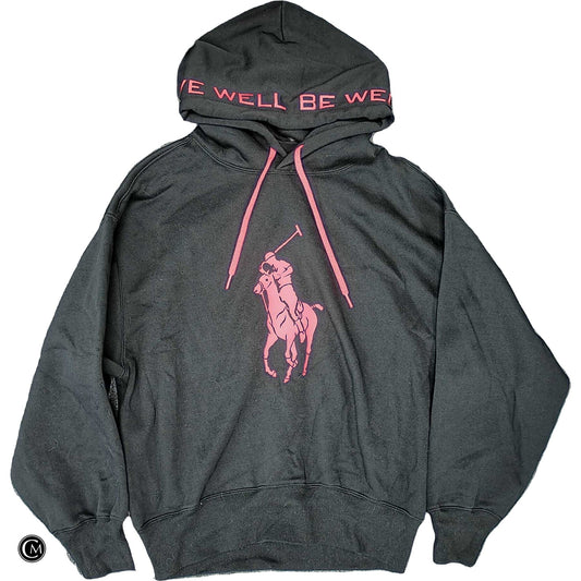 Sweatshirt Hoodie By Ralph Lauren Black Label In Black & Pink, Size: S