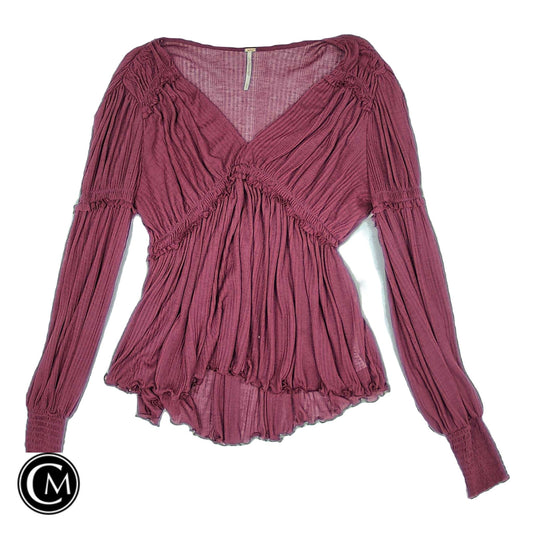 Blouse Ls By Free People In Maroon, Size: S