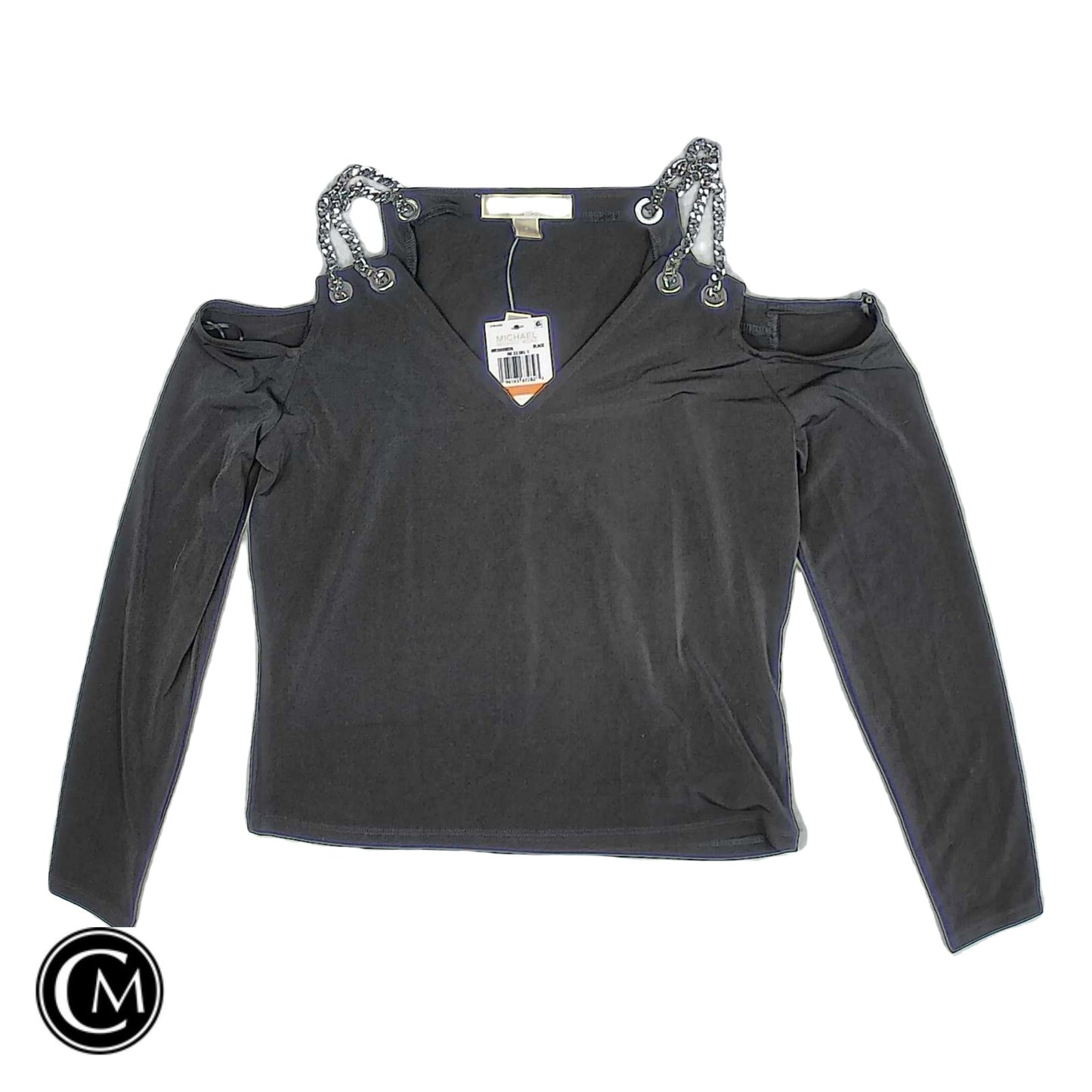 Blouse Ls By Michael By Michael Kors In Black & Silver, Size: S image 1