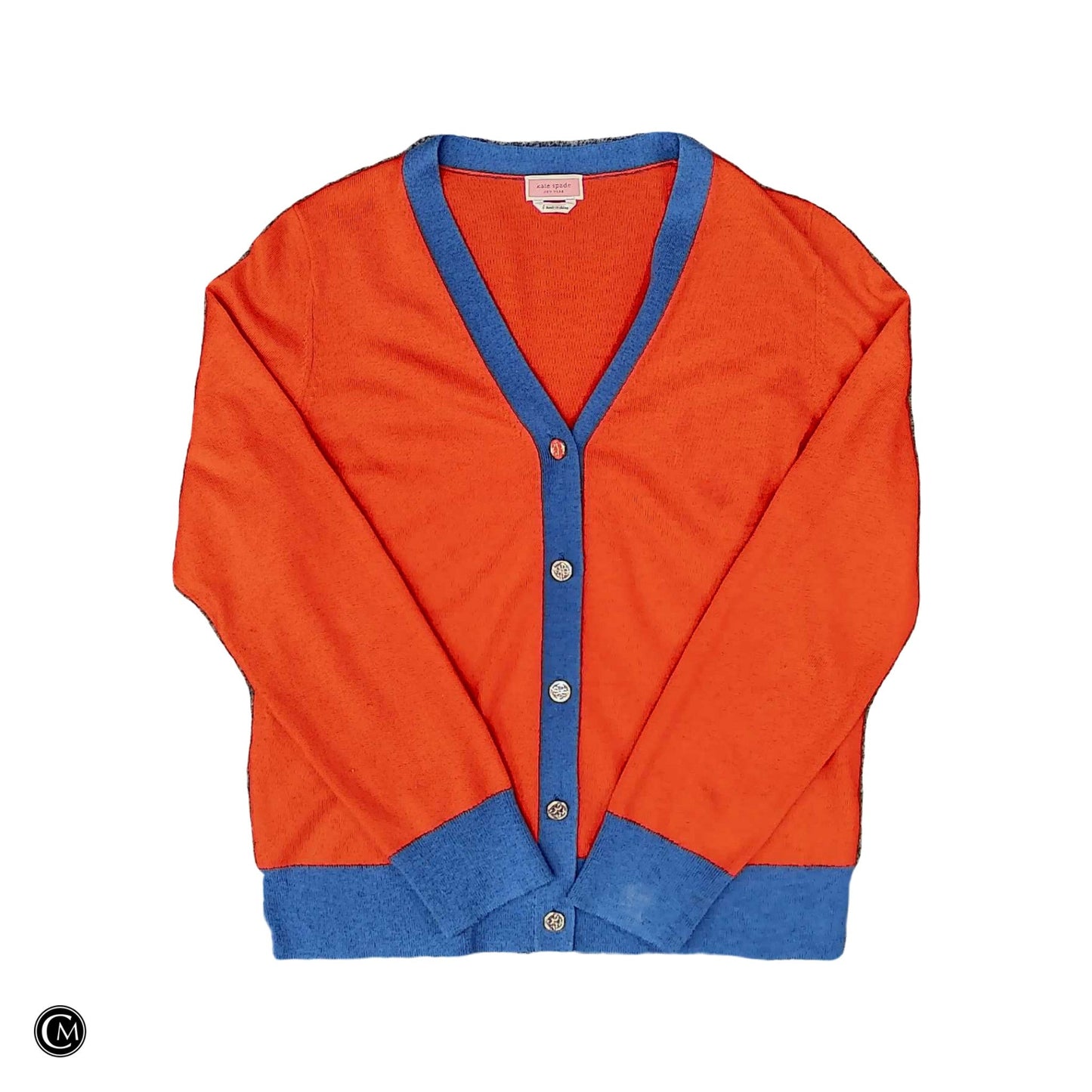 Cardigan Designer By Kate Spade In Blue & Orange, Size: L