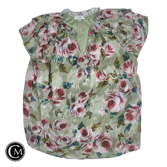 Blouse Ss By Clothes Mentor In Green & Pink, Size: 2x