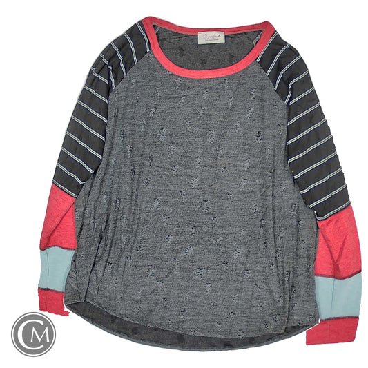 Top Ls By Clothes Mentor In Grey & Red, Size: 2x image 1