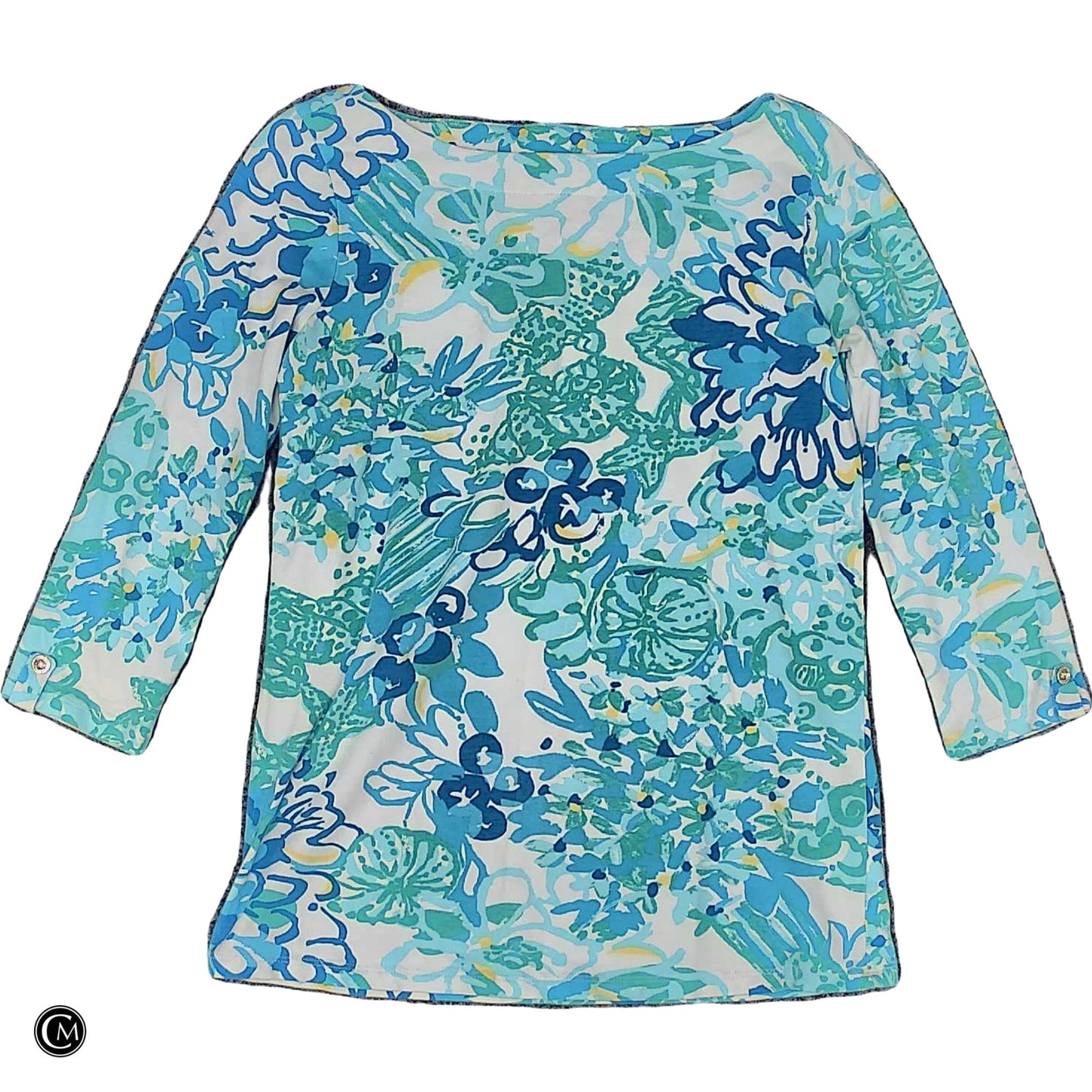 Top 3/4 Sleeve Designer By Lilly Pulitzer In Blue & White, Size: Xs