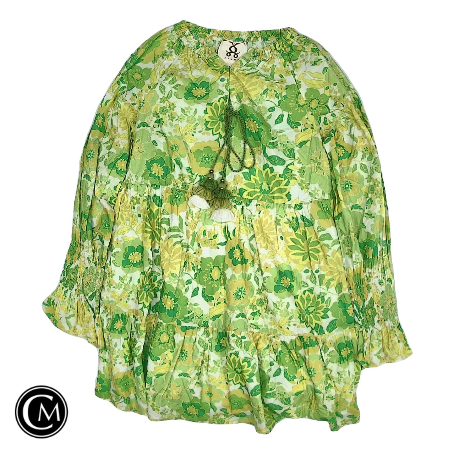 Dress Casual Short By Cmb In Green & Yellow, Size: Xs
