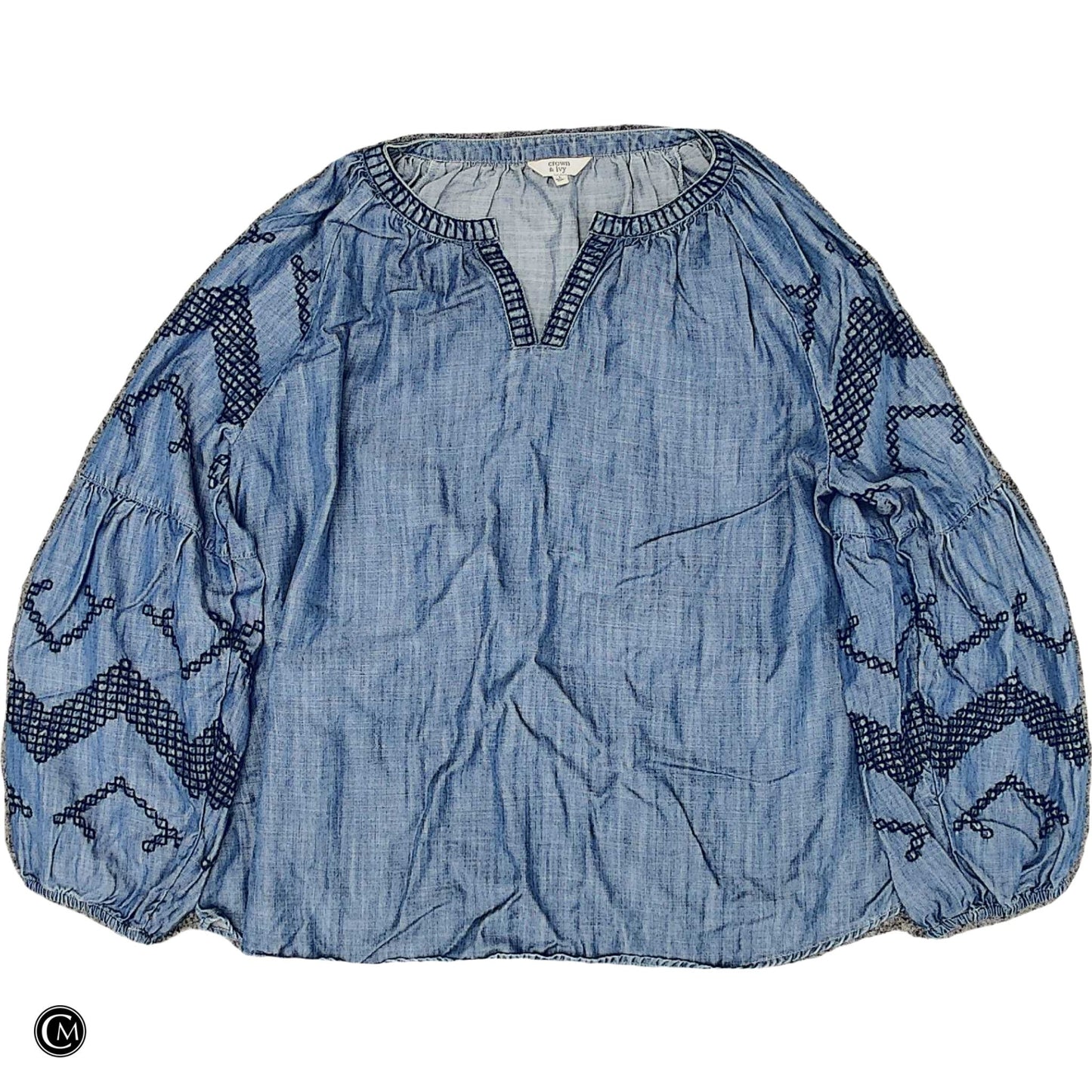 Top Ls By Crown And Ivy In Black & Blue, Size: L
