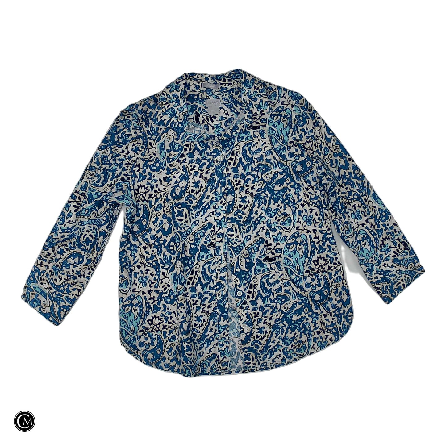 Top Ls By Chicos In Blue & White, Size: M