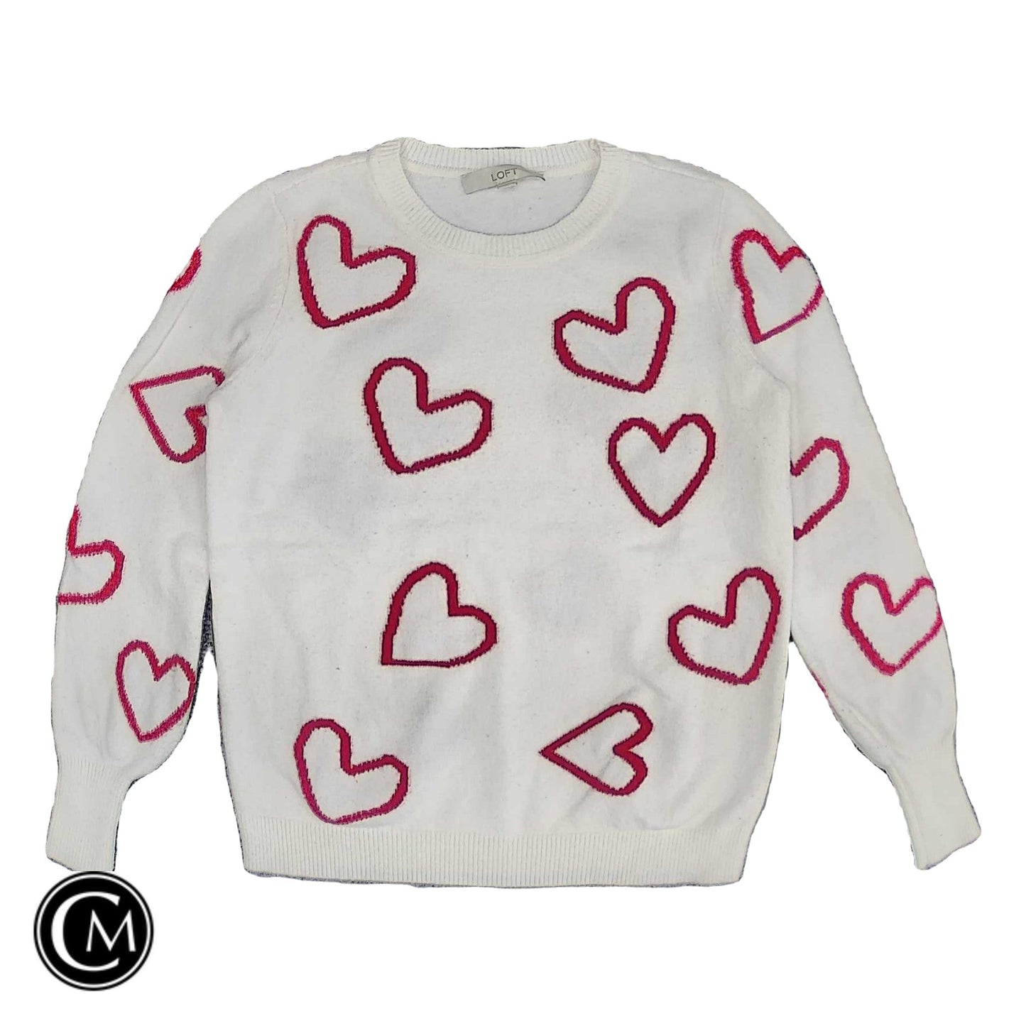 Sweater By Loft In Pink & White, Size: Xs
