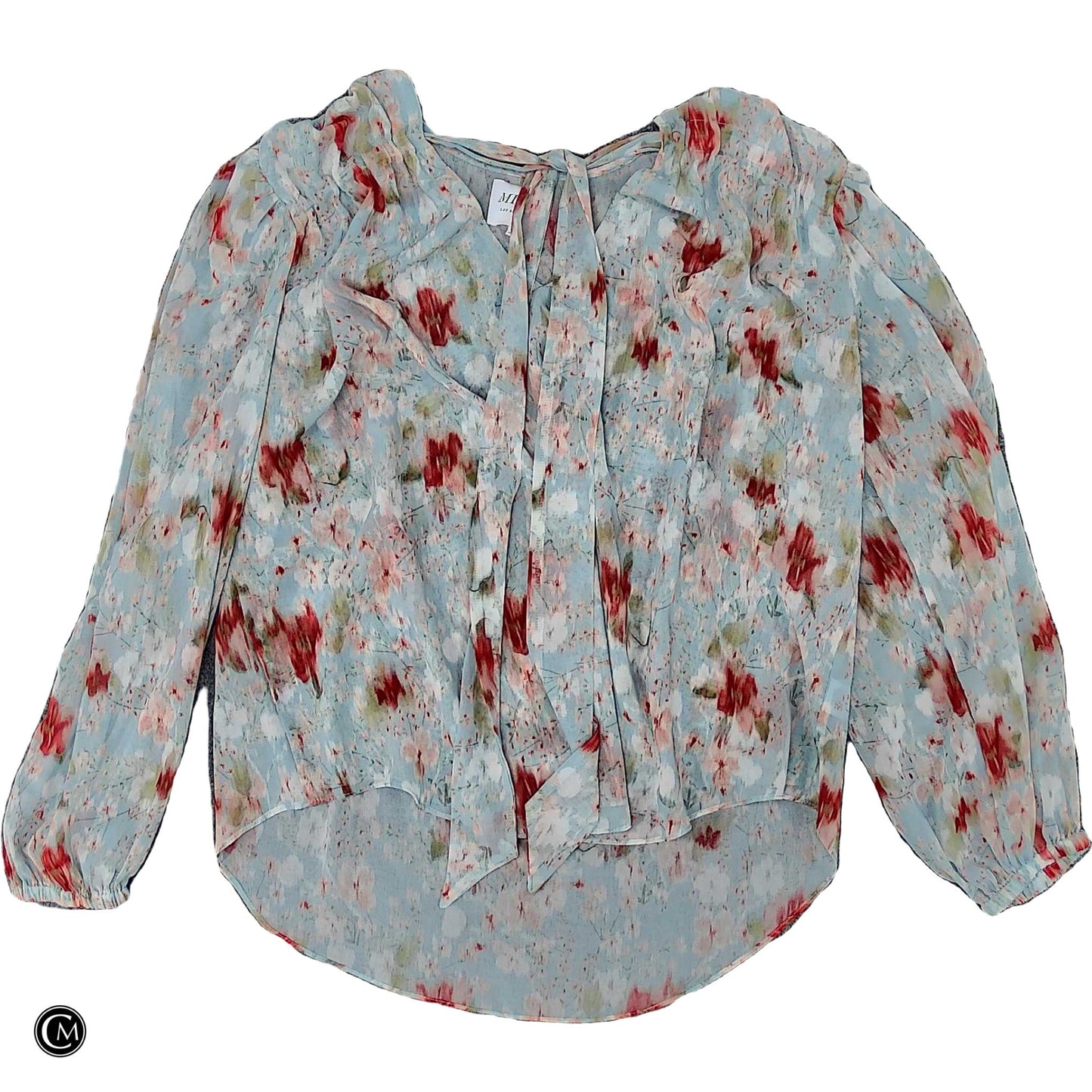 Blouse Designer By Misa In Blue & Red, Size: Xl