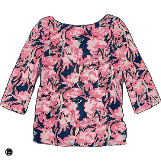 Top 3/4 Sleeve Designer By Lilly Pulitzer In Blue & Pink, Size: Xs
