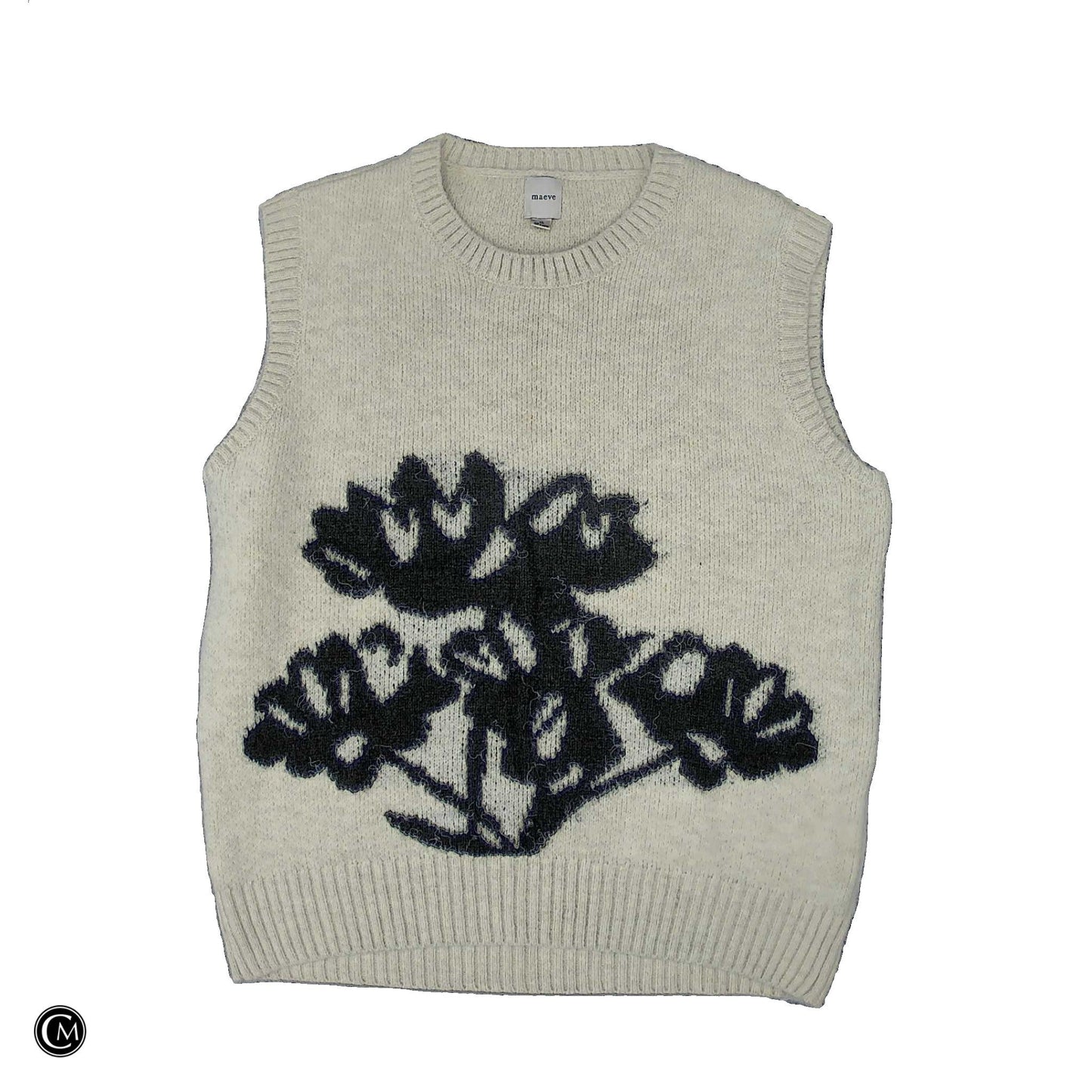 Vest Sweater By Maeve In Black & Cream, Size: Xl