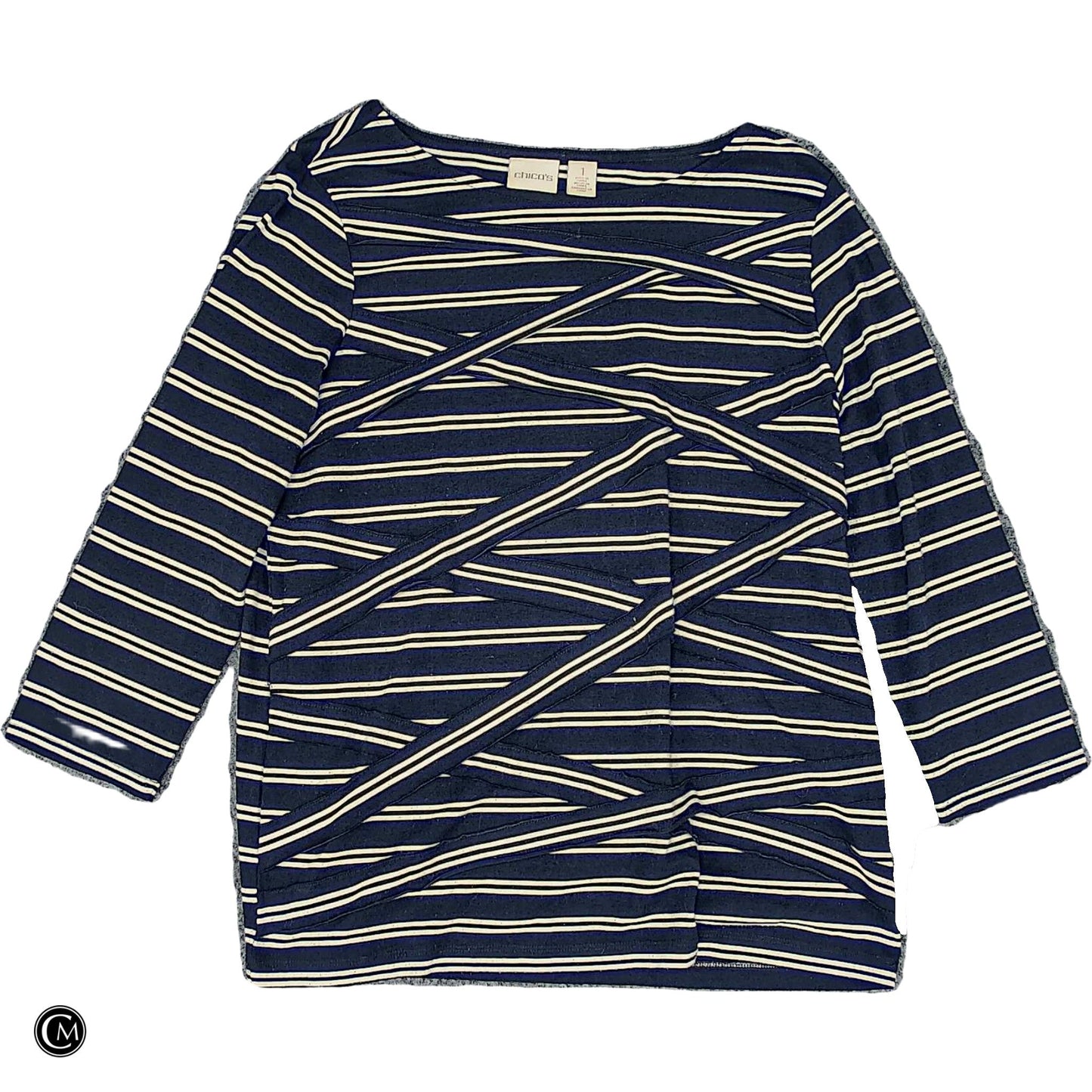 Top Ls By Chicos In Striped Pattern, Size: M