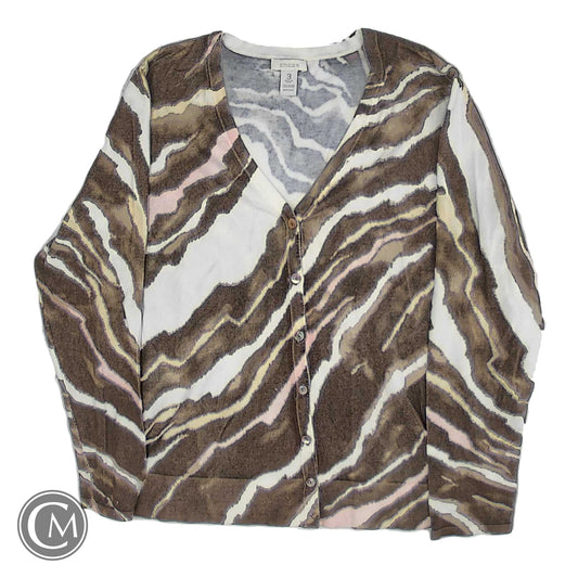 Sweater Cardigan By Chicos In Brown, Size: Xl