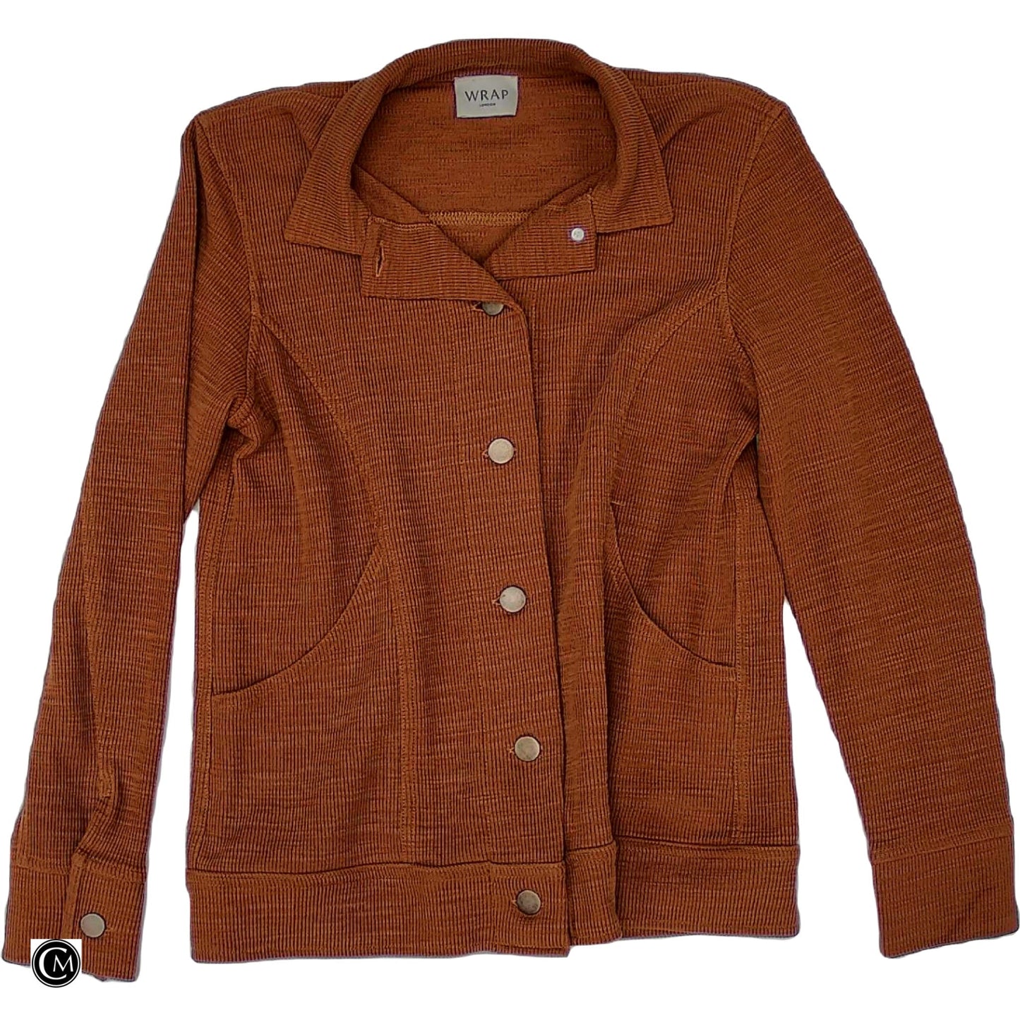 Jacket Shirt By Wrap In Orange, Size: S