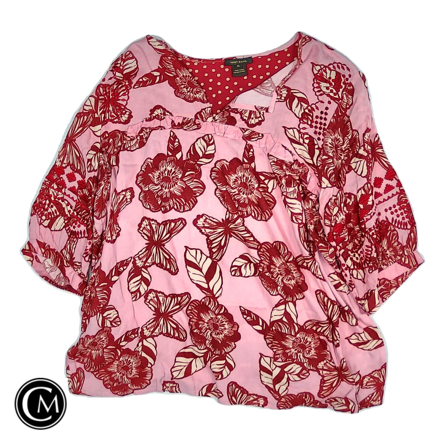 Top Ss By Anthropologie In Pink & Red, Size: Xl