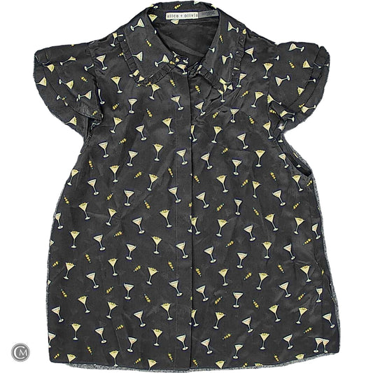 Top Sleeveless Designer By Alice + Olivia In Black & Yellow, Size: S