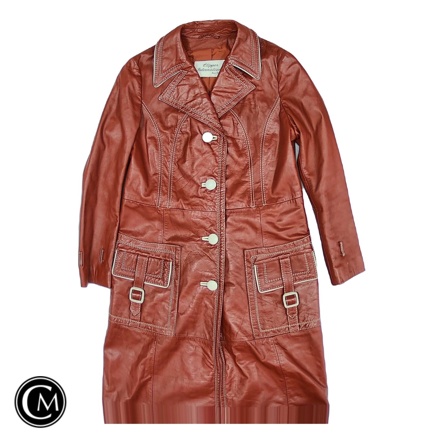 Coat Leather By Clothes Mentor In Orange, Size: S