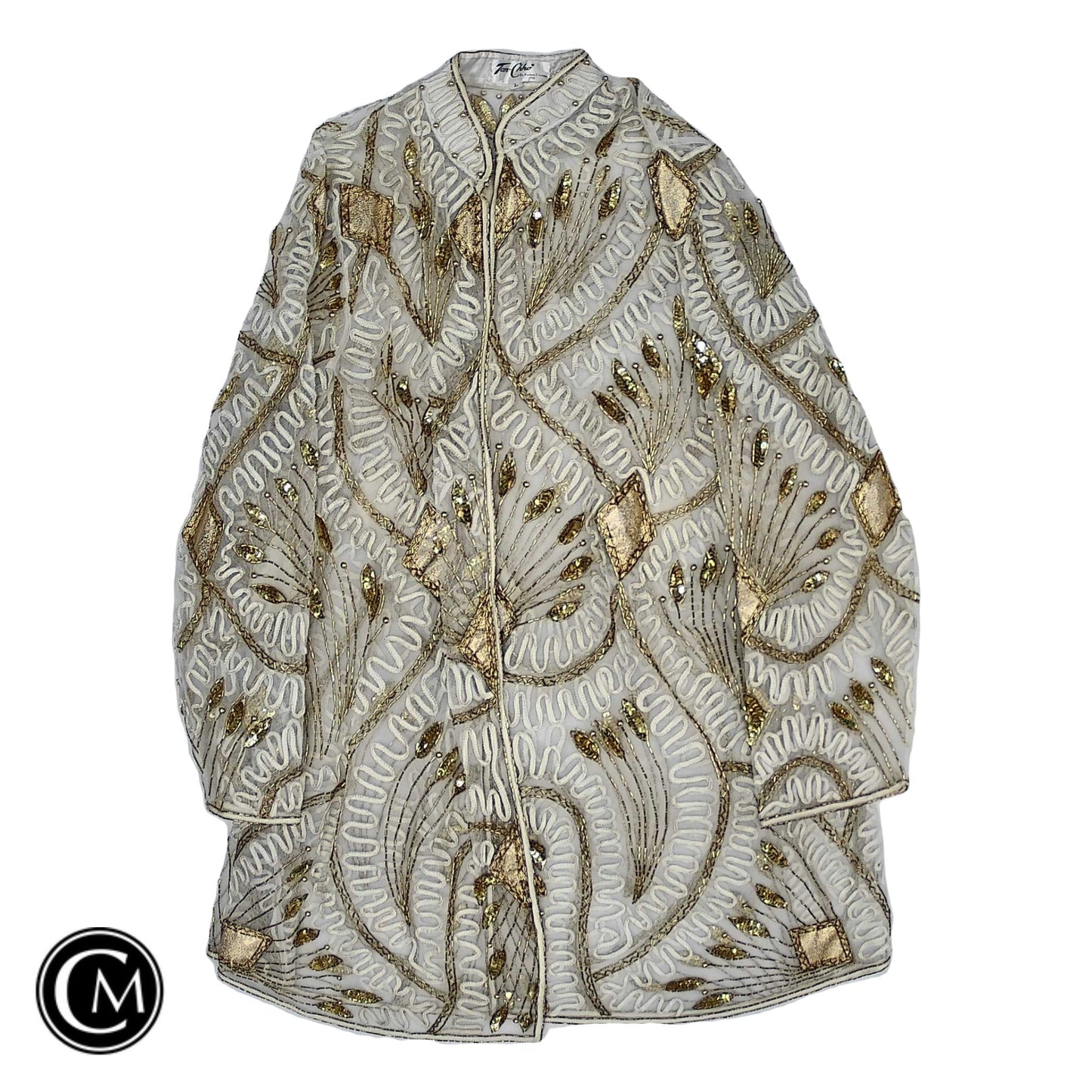 Kimono By Tan Chho In Gold & White, Size: L