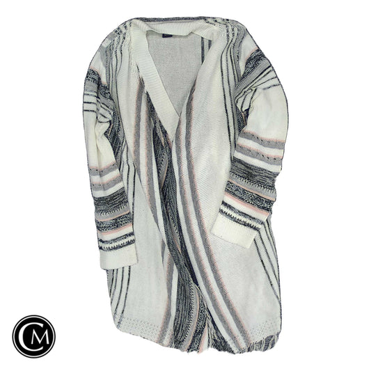 Sweater Cardigan By New Directions In Grey & White, Size: L