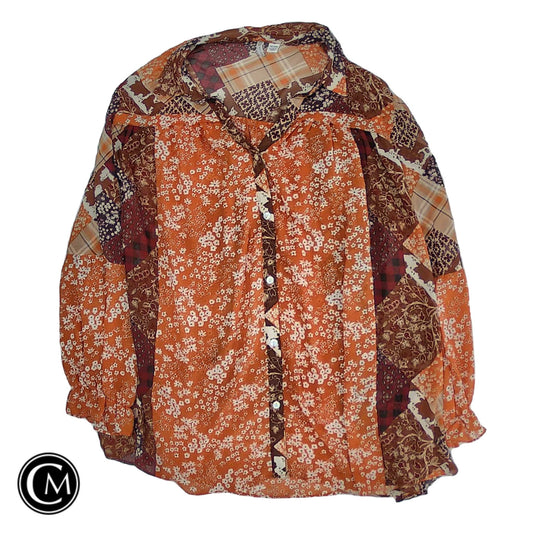 Top Ls By Cato In Brown & Orange, Size: 18