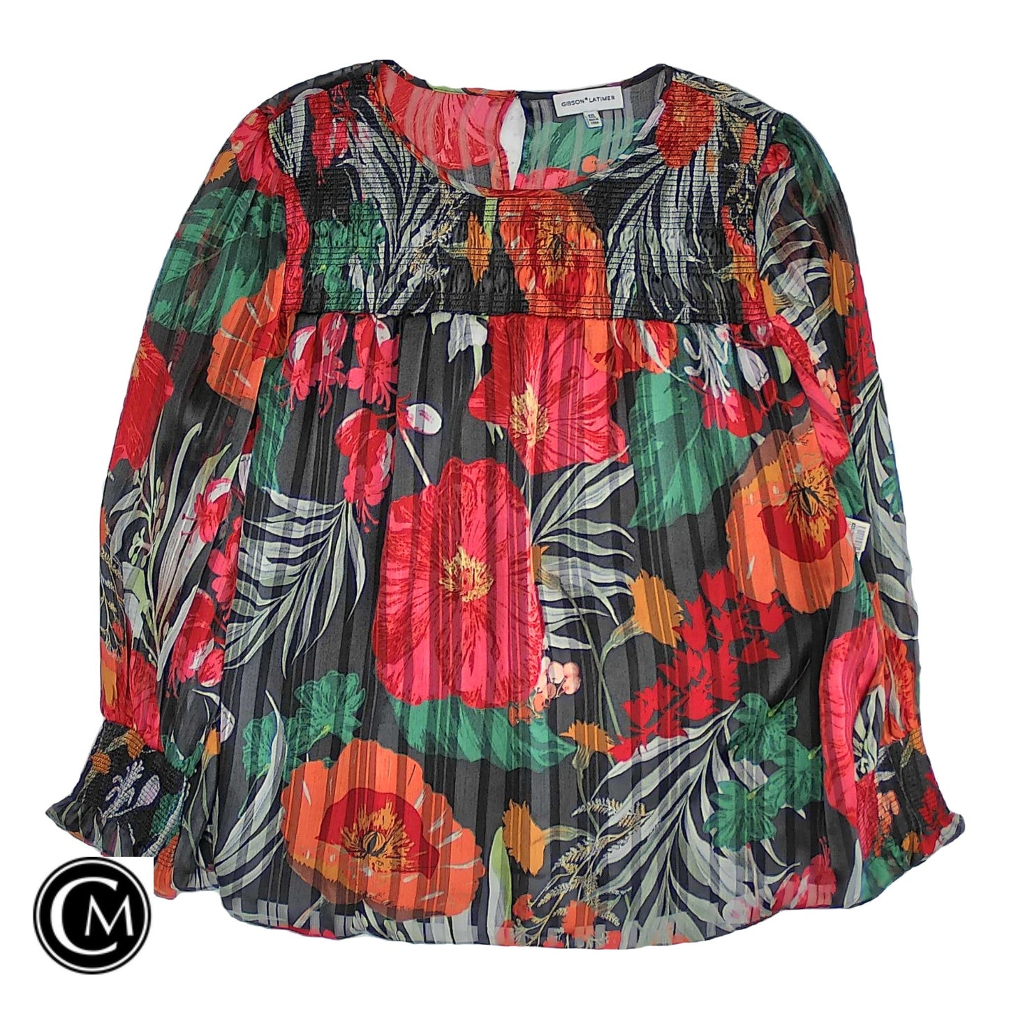 Blouse Ls By Gibson And Latimer In Floral Print, Size: Xxl