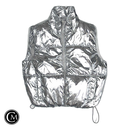 Vest Puffer & Quilted By Cmc In Silver, Size: M